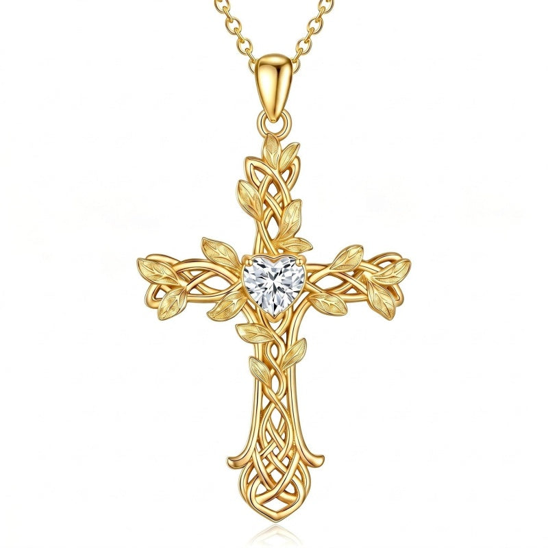 14K Gold Plated Cross Necklace for Women
