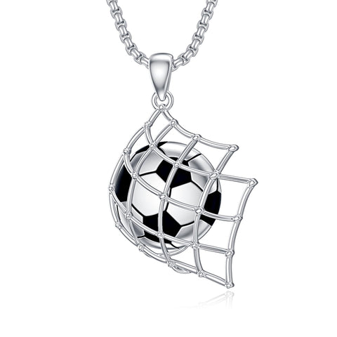 Sterling Silver Hockey Basketball Baseball Soccer Football Sports Pendant Necklace