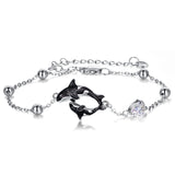 Sterling Silver Orca  Beaded Charm Adjustable Bracelets for Women Birthday Gift