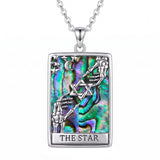 Sterling Silver Abalone Shell Tarot Card Pendant Necklace Gifts for Birthday Halloween Anniversary Valentine’s Day