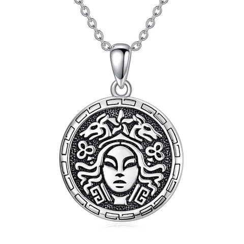 Sterling Silver Sunflower Medusa Triple Moon Goddess Amulet Pendant Necklace