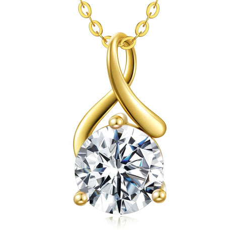 14K Gold 1 carat D Colour Moissanite Solitaire Pendant Necklace