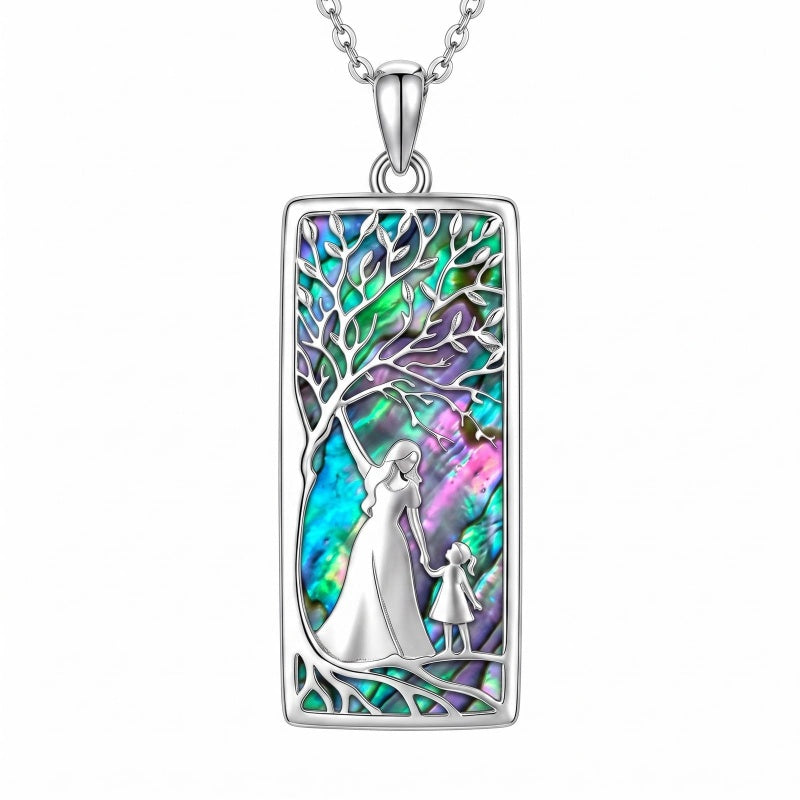 Sterling Silver Abalone Shell Tarot Card Pendant Necklace Gifts for Birthday Halloween Anniversary Valentine’s Day