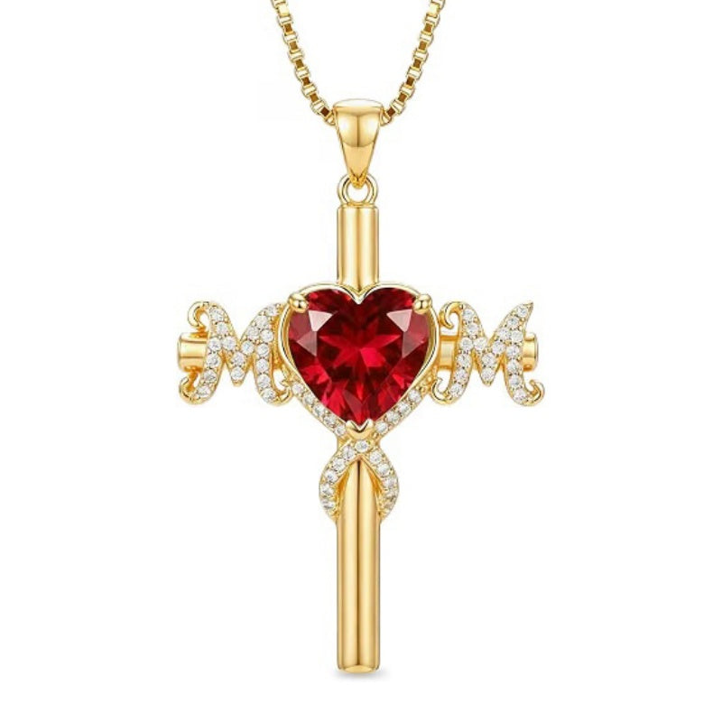 14K Gold Plated  Birthstone Cross Necklace  Pendant Necklace Mother's Day Birthday Gifts for Women