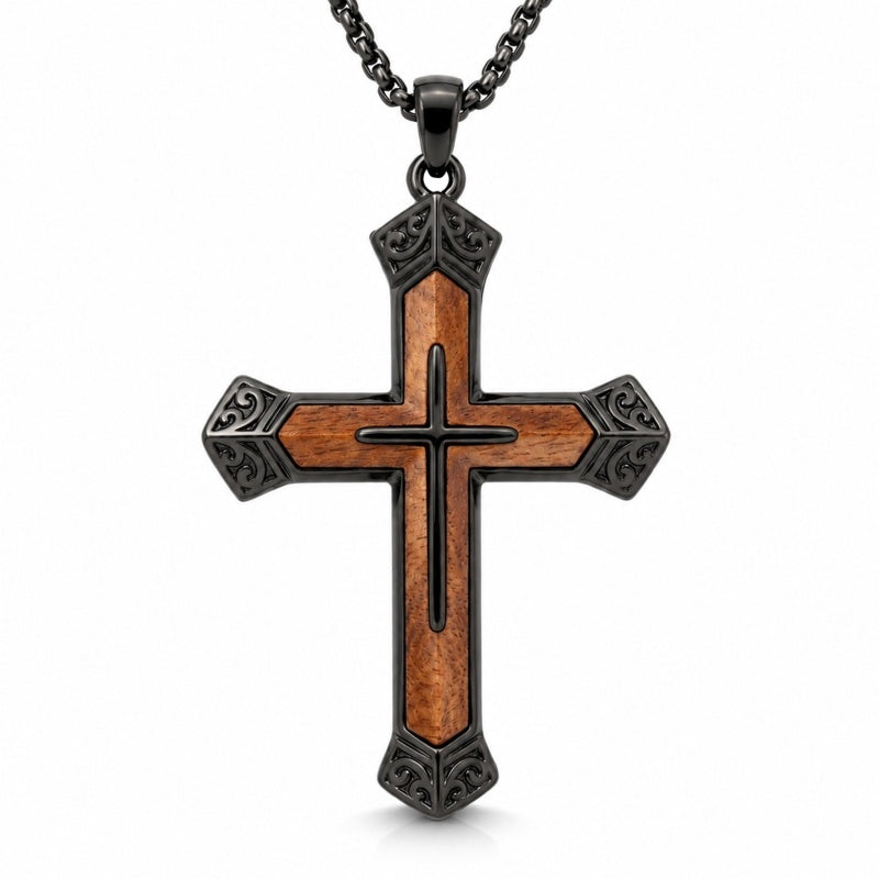 14K Gold Plated Wooden Pendant Necklace Beliefs jewelry