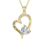 10K 14K 18K Gold Personalized Birthstone Engraved Heart Pendant Necklace