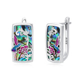 Sterling Silver Abalone Shell Mountain Cat Dog Fox Dragonfly Hummingbird Earring