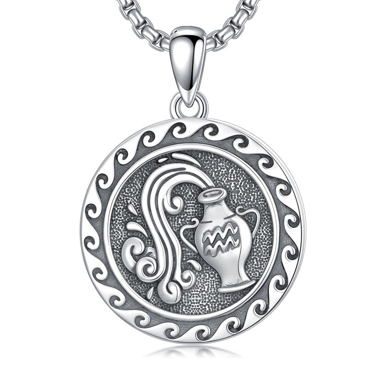 Sterling Silver 12 Zodiac Astrology Horoscope Pendant Necklace