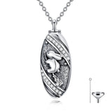 Sterling Silver Oval Paw Prints Dog FootPrints  Heart Rabbit Urn Necklace for Ashes Keepsake Jewelry for Women