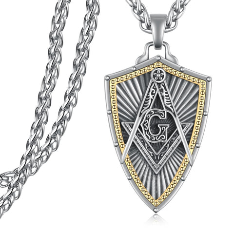 14K Gold Plated Masonic Cross Compass St Michael St Christopher Santa Muerte Star of David Pendant Necklace