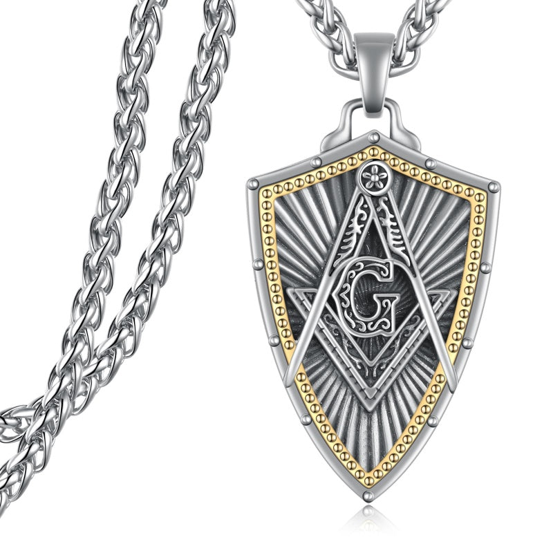 14K Gold Plated Masonic Cross Compass St Michael St Christopher Santa Muerte Star of David Pendant Necklace