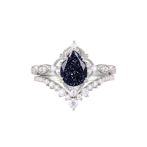 Sterling Silver 10K 14K 18K Gold Pear Shaped Gemstone Engagement Ring