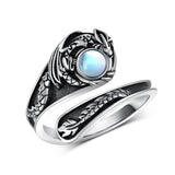 Sterling Silver Adjustable Dragon Moth Octopus Shark Stingray Sea Turtle Spoon Ring