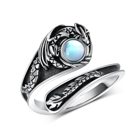 Sterling Silver Adjustable Dragon Moth Octopus Shark Stingray Sea Turtle Spoon Ring