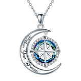 2024 Graduation Gifts Compass Necklace for Women S925 Sterling Silver I'd Be Lost Without You Compass Pendant with Crystal Graduation Necklace