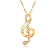 14K Yellow Gold Music Note Necklace Real Gold Treble Clef Pendant Necklaces For Women Girls Christmas Gift