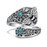 Sterling Silver Oxidized Dragonfly Butterfly Hummingbird Sea Turtle Anchor Cross Tree of Life Sunflower Spoon Ring