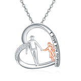 925 Sterling Silver Father Daughter Necklace Heart Pendant Necklace Father Daughter gifts for Women