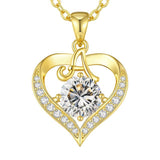 14K Gold Plated Initial Love Heart 2 Carat Moissanite Necklaces for Women Christmas Anniversary Birthday Present Gifts