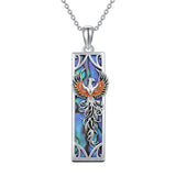 Sterling Silver Abalone Shell Bar Cardinal Bee Butterfly Hummingbird Dragonfly Phoenix Pendant Necklace for Women