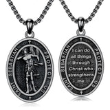 Sterling Silver Saint Christopher St Michael Saint Sebastian Amulet Pendant Necklace