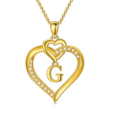 Heart Initial A-Z Pendant Necklace for 14K Gold Plated Women Initials Jewelry Gifts