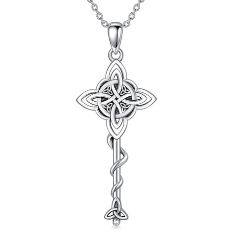Sterling Silver Witches Knot Keymulet Protection Pendant Necklace