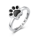Sterling Silver Forever in My Heart Cremation Urn Ring Hold Loved Pet Dog Ashes Memorial Jewelry