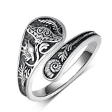 Sterling Silver Adjustable Dragon Moth Octopus Shark Stingray Sea Turtle Spoon Ring
