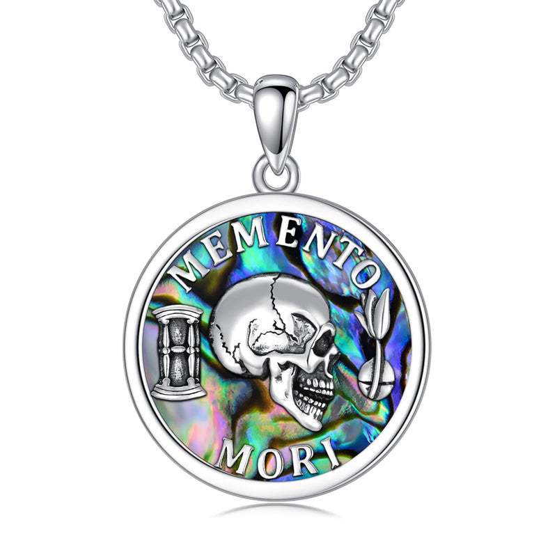 Sterling Silver Memento Mori Skull Pendant Necklace– romanticwork