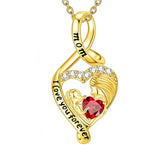 10K 14K 18K Yellow Gold 12 Months Birthstone  Infinity Mother Daughter Pendant Necklace
