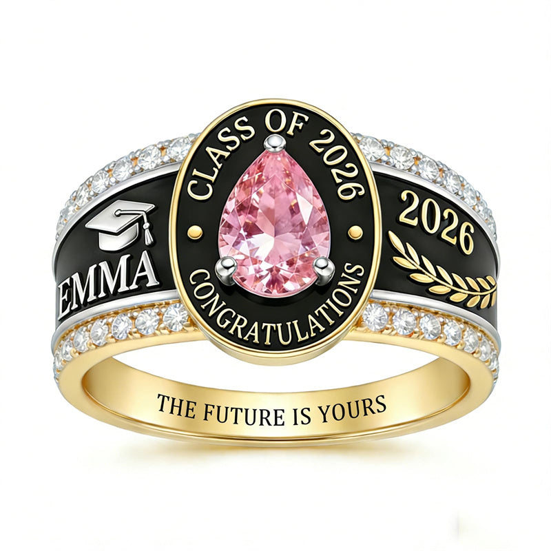 Sterling Silver Personalized Birthstone Class Ring Graduation Gifts for Women