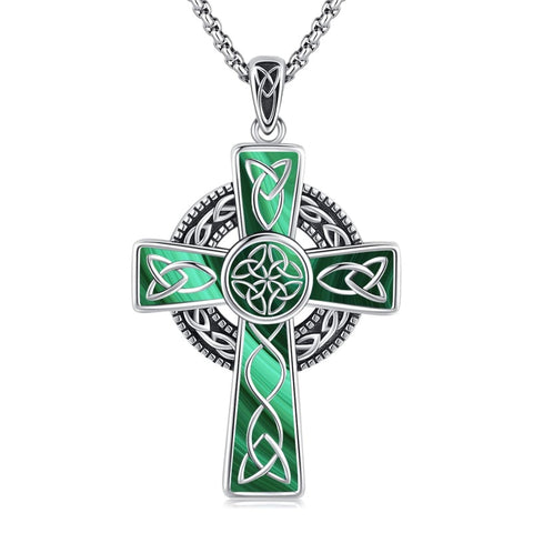14K Gold Plated Celtic Vikin Cross Pendant Necklace Irish Jewelry Religious Protective Gift