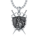 Fathers Day Presents Sterling Silver  Knights Templar Protection Necklace Amulet Jewelry for Men Women with 22"+2" Chain