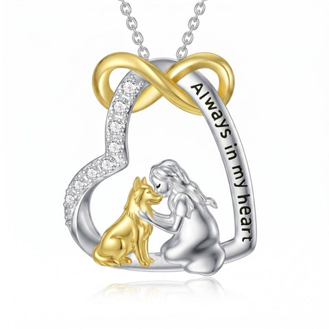 Sterling Silver Bunny Girl Pendant Necklace With Engraved Always in My Heart