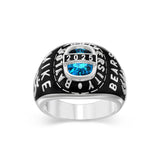 Sterling Silver Customized Birthstone High School Graduates Class Ring for Men