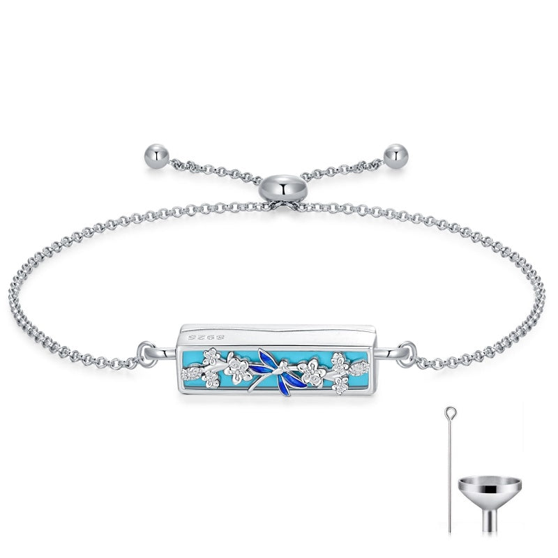 Sterling Silver Heart Urn Bracelet for Ashes Memorial Keepsake Jewelry Gifts for Women