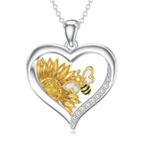 Sterling Silver Heart Bee Dragonfly Butterfly Hummingbird Sunflower Animal Pendant Necklace  Gifts for Christmas