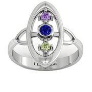 Sterling Silver Personalized Birthstone Engraved Soulful Window Ring