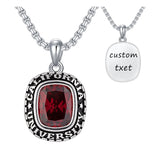Sterling Silver Oval Personalized Birthstone & Engraved Class Graduation Pendant Necklace