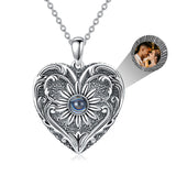Sterling Silver Sunflower Necklace100 Languages Projection Stone Personalize Heart Photo Pendant Necklace