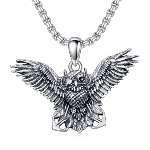 Sterling Silver Lion Tiger Satanic Goat Owl Scorpion Eagles Deer Pendant Necklace for Men
