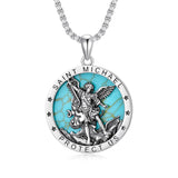 Sterling Silver St Michael Necklace for Men Women Catholic Medallions Jewelry
