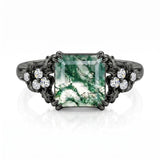 Sterling Silver 10K 14K 18K Gold 1-4CT Moss Agate Engagement Ring Promise Ring