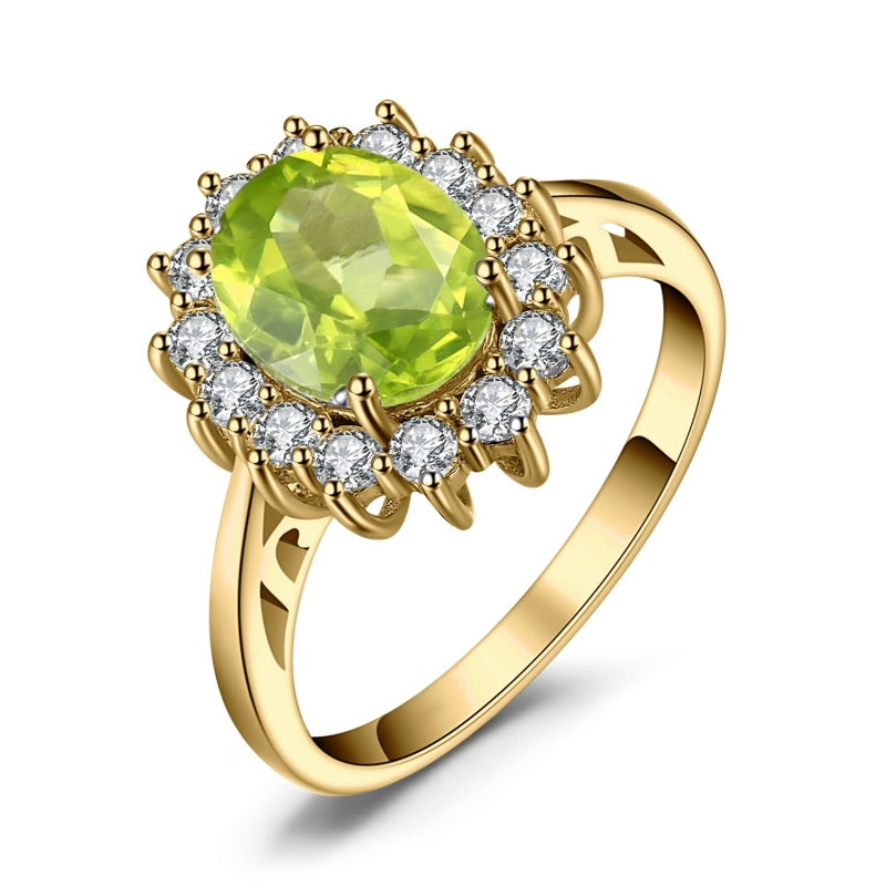14K Yellow Gold Plated Birthstone Halo Engagement Rings for Women