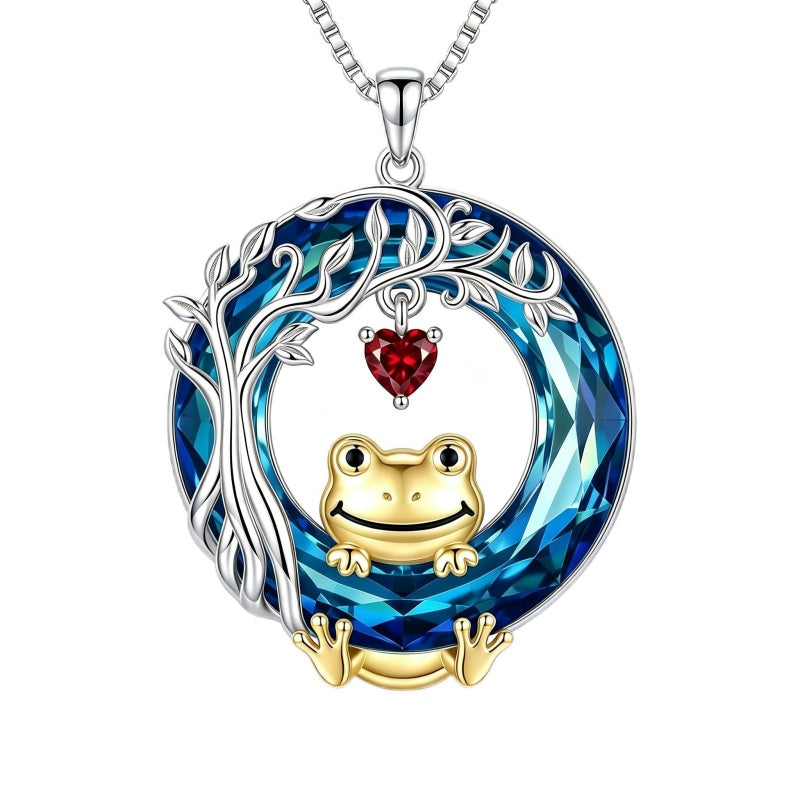 Sterling Silver Blue Crystal  Tree of Life Raccoon Bunny Cat Corgi  Pendant  Necklace  Anniversary Birthday Gifts