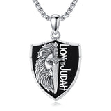 Sterling Silver Faith Bible Lion Pendant Necklace for Men
