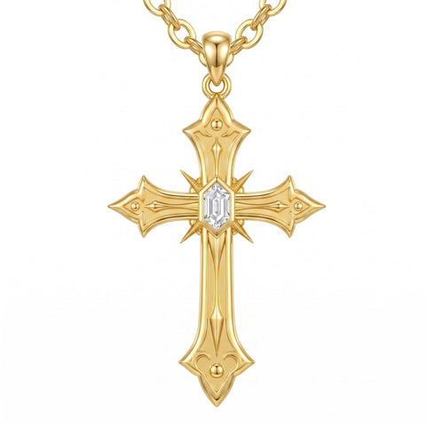 10K 14K 18K Gold Cross Pendant Necklace Religious Jewelry Gifts for Men and Women