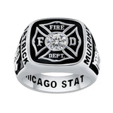 Sterling Silver 10K 14K 18K Gold Custom Birthstone Pattern High School College Class Ring for Men