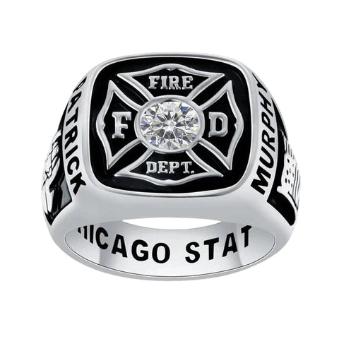 Sterling Silver 10K 14K 18K Gold Custom Birthstone Pattern High School College Class Ring for Men